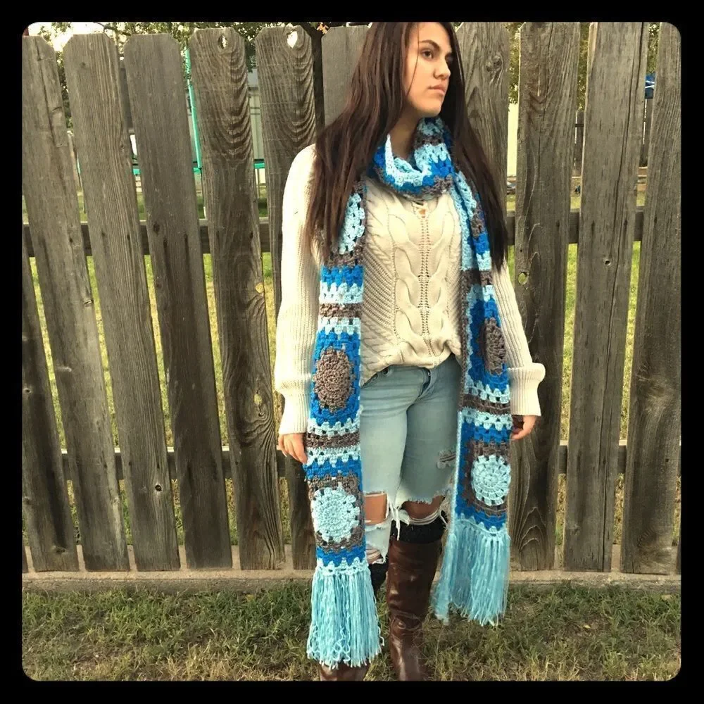 Handcrafted in the USA Vintage Yarn Extra Long Scarf